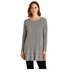 Soft Surroundings size M tiny striped ruffled hem tunic